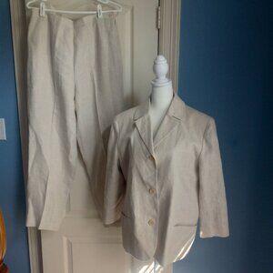 Talbot Linen 2pc Cream Color Pant Suit